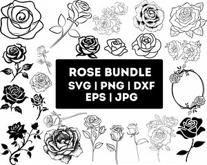 Rose Svg | Flower Svg | Floral Svg | Rose Clipart | Svg Files for Cricut | Rose Png | Roses | Love Svg | Tattoo Svg | Rose Vector Svg | Svg - Etsy