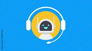 Chat Bot Using Laptop Computer, Robot Virtual Assistance Of Website Or Mobile Applications. Voice support service bot. Online support bot. Motion graphics.