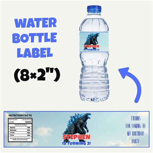Godzilla Birthday Party Favor, Godzilla Decoration, Godzilla Party Label, Blue Lightning Monster Party Label, King of the Monster Bday Favor - Etsy