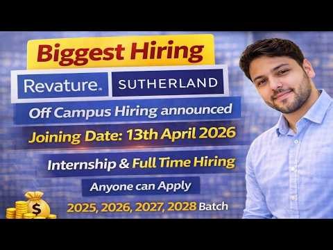 Revature Biggest Hiring Start - Sutherland Paid Internship | Off Campus drive 2025, 2026, 2027, 2028