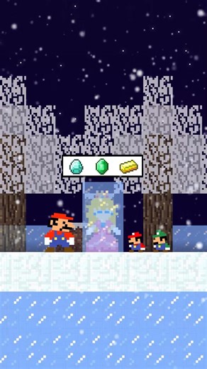 POV: Family Mario Unite to Save Peach in the Ice World #mario #minecraft #shorts
