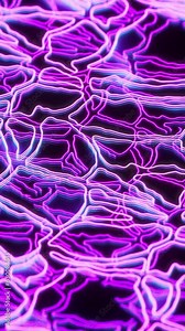 Sci-fi background with flow of neon glow lines form. Visualization of neural network. Loop 3d animation