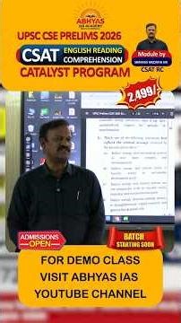 🚀 UPSC CSE PRELIMS 2026 | CSAT ENGLISH READING COMPREHENSION DEMO CLASS | CATALYST PROGRAM