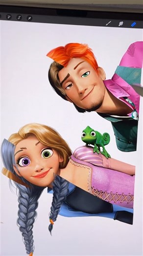 스튜디오 퍼플_Studio Purple on Instagram: "Tangled x Zootopia💜Judy, Nick🐰🦊 라푼젤과 주디, 플린과 닉😋 #disney #transformation #drawing #glowup"