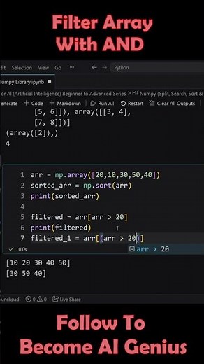 Filter Array with AND Condition #numpy #artificialintelligence #pythontutorial
