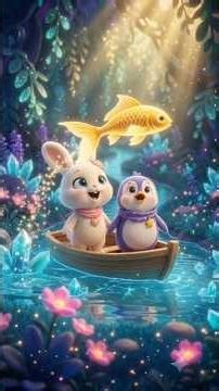 Ro Ro ... Row the Boat, Rhyme With Elumi and Mimi 🐧🐰💜🤍👣 #nurseryrhymes #youtubeshorts #kidsvideo