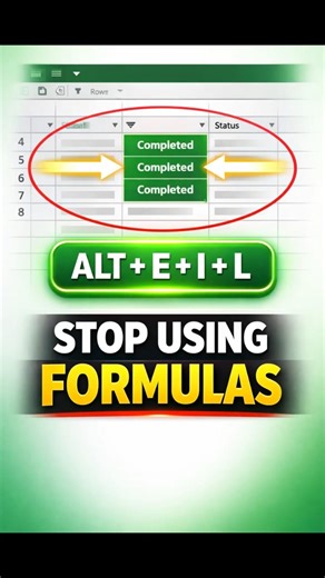 Stop Using Formulas! Excel Shortcut for Filtered Data (ALT+E+I+L) #excel #exceltips #shorts