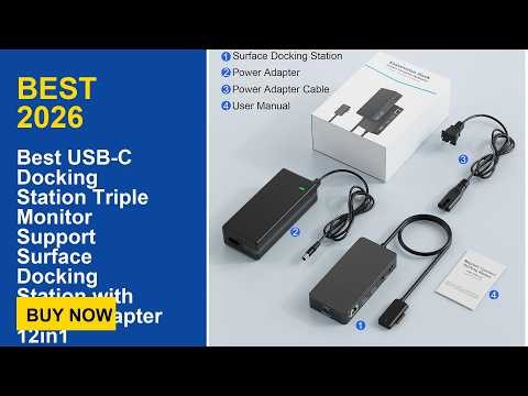 Best USB-C Docking Station Triple Monitor Support Surface Docking Station with Power Adapter 12in1