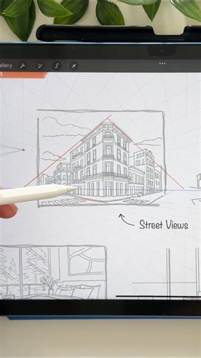 Have you tried the Perspective Grid in Procreate?