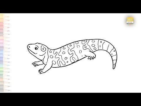 Cute Gila monster drawing | Poisonous lizards drawing | How to draw Gila monster step by step