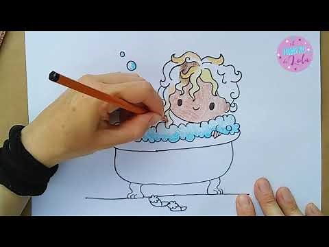 CÓMO DIBUJAR UNA NIÑA EN LA TINA / Dibujando una niña en la bañera #comodibujarkawaii