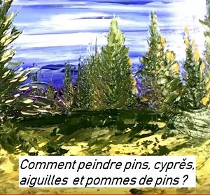 Dessin et peinture- vidéo 2905 : Comment peindre des pins ou cyprès au couteau ? - peinture acrylique. - Le blog de lapalettedecouleurs.over-blog.com