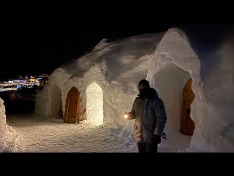 Building IGLOO to SURVIVE a Freezing Winter Night (SOLO Survival overnight)