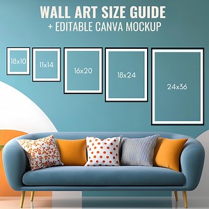 Editable Wall Art Size Guide, Customizable CANVA Mockup, Print Chart in Inches and CM - Etsy