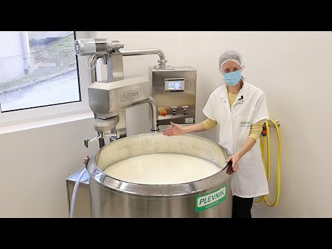 Curd making 300 liters with Plevnik Cheese Kettle SKH 300 and Pneumatic draining prepress POS