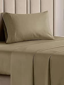 Twin XL Size 3 Piece Sheet Set - Comfy Breathable & Cooling Bed Sheets Set - Hotel Luxury Bedding for Women, Men, Kids, Teens, Boys & Girls - Deep Pockets, Ultra-Soft, Wrinkle Free - Oeko-Tex - Khaki