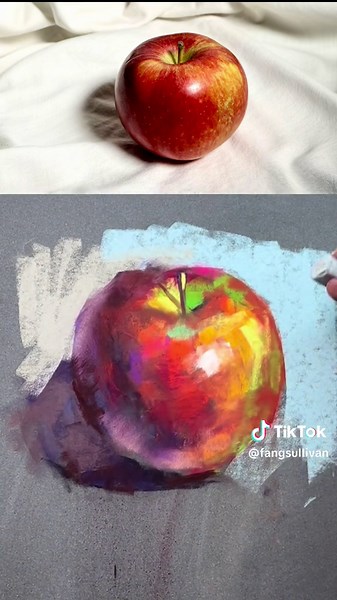 Painting an apple without the red - pastel 8x8 I recorded this quick pastel practice process to demonstrate how I use broken color and scrumble technique with soft pastel. I learned at a very early age to be brave on colors usage. This exercise is about painting a red apple without the primary red. I used mostly browns, greens, blues, magenta, and oranges. You can see my palette at the end of the video. ☺️🎨 Hope this inspires! #pastelpainting #pastelpaintingprocess #paintingstilllife #applepain