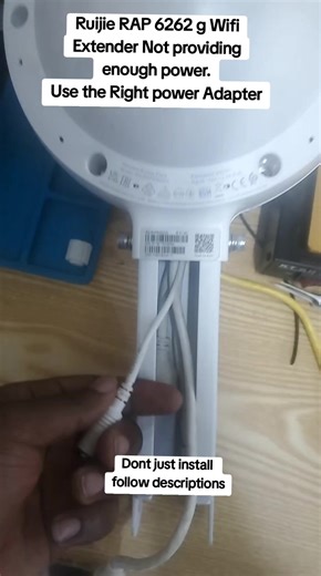 Ruijie RAP 6262 g Wifi Extender Not providing enough power. Use the Right power Adapter