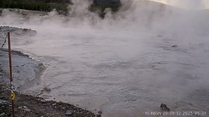 Black Diamond Pool erupts in the Yellowstone National Park