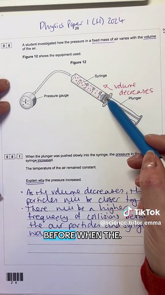Exam question on gas pressure AQA GCSE Physics/Combined Paper 1 #sciencetutor #sciencerevision #physicstutor #gcsephysics #gcsescience