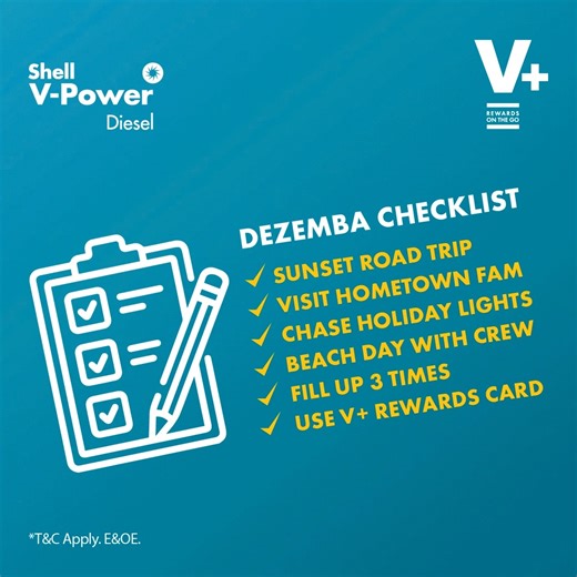 35 reactions | Get from A to Z and give your engine some extra care with Shell V-Power Diesel this Dezemba. And while you’re at it, you get a head start on the new year. Fill up three times with Shell V-Power Diesel in December, swipe your V+ Rewards card, and stand the chance to get your 4th fill free* from January 2024. *T&C apply. Learn more: https://shorturl.at/jBRS8 #ShellVPowerDiesel | Shell | Facebook