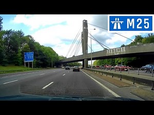M25 London Orbital Motorway - J10 (Cobham A3) to J12 (Chertsey M3) - Heavy Traffic
