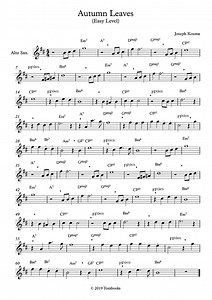 Autumn Leaves (Easy Level, Alto Sax) (Joseph Kosma) - Saxophone Sheet Music