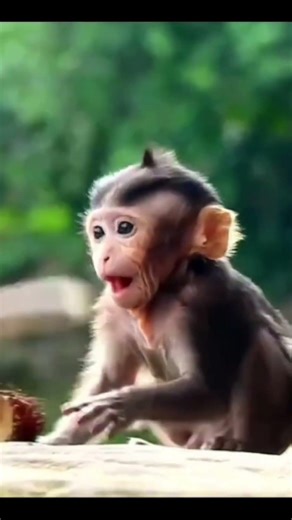 Monkey species: Two baby monkeys are fighting over food.