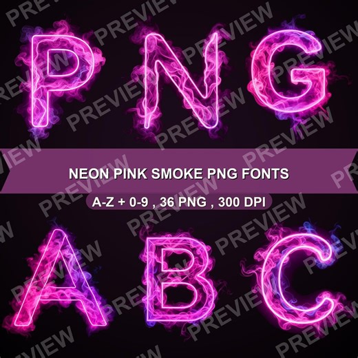 Neon Pink Smoke Alphabet Clipart, Glowing Hot Pink Letters Numbers (digital Download) - Etsy