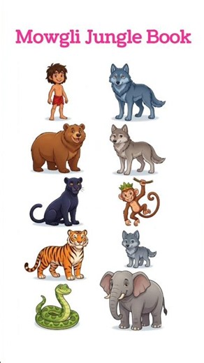 Jungle Book Characters Names for Kids | Learn English and Hindi Cartoon Names #mowgli