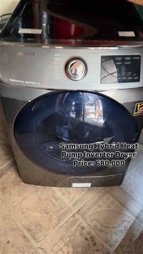 Samsung Hybrid Heat Pump Inverter Dryer with Storage Drawer | SmartThings Enabled This dryer is for people tired of: – Clothes taking forever to dry – High electricity bills – Heat damaging fabrics – A messy laundry space Features: • Hybrid Heat Pump Technology Dries clothes efficiently at lower temperatures. Saves energy and protects fabrics. • Inverter Motor (Low Power Usage) Runs quietly, lasts longer, and uses less electricity compared to regular motors. • SmartThings Connectivity Monitor an