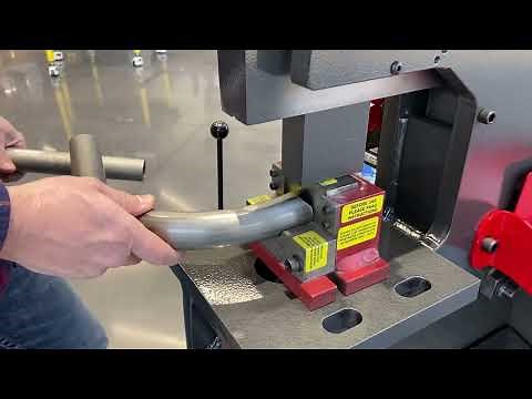 Edwards Jaws 55 ton Ironworker with Tube Notcher Tooling In-Use - Trick-Tools.com
