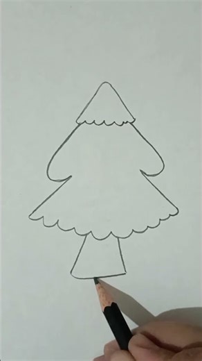 Simple drawing Christmas tree 🎄 with pencil
