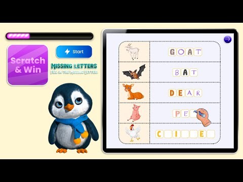 Fill in the Missing Letter ✏️ | Complete Words for Kids | Fun Learning | Sractch Card Clube.