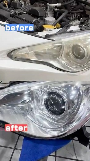 [So much easier than doing it by hand! Headlight polishing and clear coating] #carwash #carwash #...
