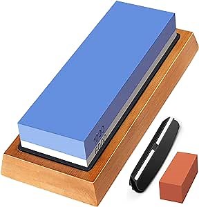 Amazon.com: Whetstone Sharpening Stone Knife Sharpener, 2 Side 1000/6000 Grit Knife Sharpening Wet Stone Tool Kit for Kitchen Hunting, Non-Slip Bamboo Base Angle Guide Sharpening Stones for Knives : Tools & Home Improvement