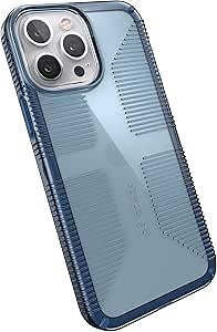 Speck iPhone 13 Pro Max Case - Drop Protection Fits iPhone 12 Pro Max & iPhone 13 Pro Max Phones - Compatible with MagSafe, Extra Grip, Dual Layer Slim Design - Glass Navy, Winter Navy GemShell