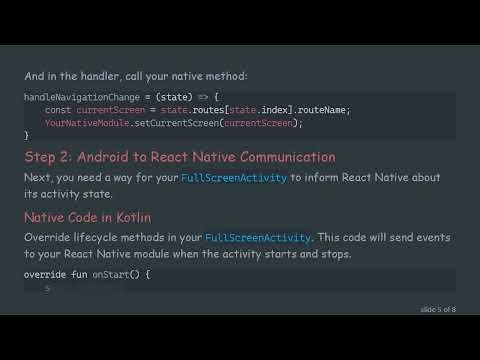 How to Maintain Two-Way Communication Between React Native and Android Screens?