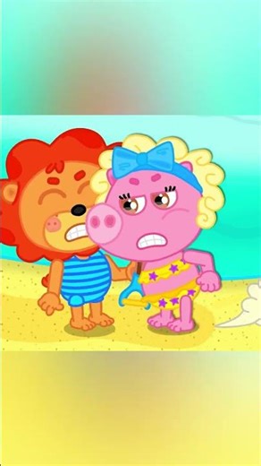 Indonesian Lion Family | Beach Adventure | Children's Cartoon