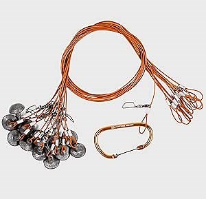 Heyday Outdoors Duck Decoy Rig | 6ft 6oz Tangle-Free PVC-Coated Cable & Weights | Texas Decoy Rig Built for Duck Hunting (Mallard Foot Orange)