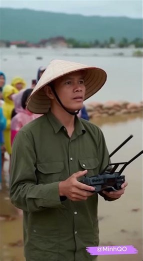 Using Drone to save old man from flood! #viral #viralvideo #viralshorts #funny #minhqo #humanless...