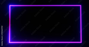 Purple frame with glowing neon beam template. Violet rectangle illuminated by 3d render luminous line moving along perimeter for design of effective advertising and electric led shows