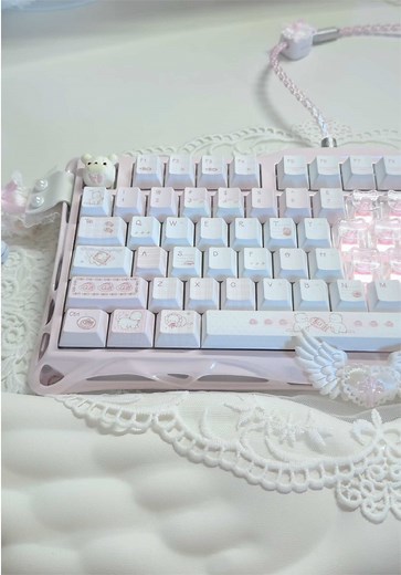 my main keyboard that i use everyday! featuring the @GravastarTikTok Mercury K1 in Sakura Pink 🐰🎀 sticker: @♡ ~ #fyp #gravastar #keyboard #techtok #gaming