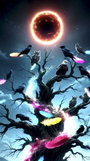 🌑🪶 Eclipse Gathering | Crows, Owls, Eagles & Ravens Bring Glowing Feathers 🌌🐦