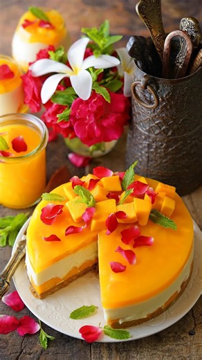 Eggless no bake mango white chocolate cheesecake you’ll crave instantly