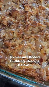 13 mini Croissants ( let them sit in the pack for 3 days) 3 cups of half-and-half 1 cup of sugar 4 large eggs 2 teaspoons vanilla bean extract or paste 2 dashes of salt 2 teaspoon of cinnamon 1/2 teaspoons of nutmeg, Tear into pieces, combine in a separate bowl all your wet ingredients and spices and extract, then pour over croissants. Let them soak for 15 minutes. Grease and 9x13 baking dish. Pour in prepared pan and make sure it's even distributed and mixed well. USE A HALF STICK OF SALTED BUT