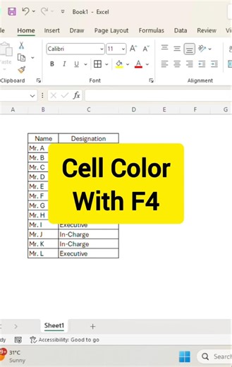 || How to copy previous formula in excel through short cut keys | F4 Function uses ||
