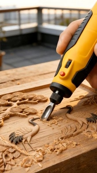 This Mini Electric Gouge Makes Wood Carving Easy 😍 Part-2 #microtools #tinytools #diy