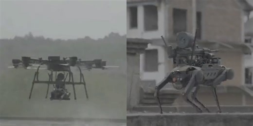 China can now deploy robot dogs with machine guns via drones, and there's video