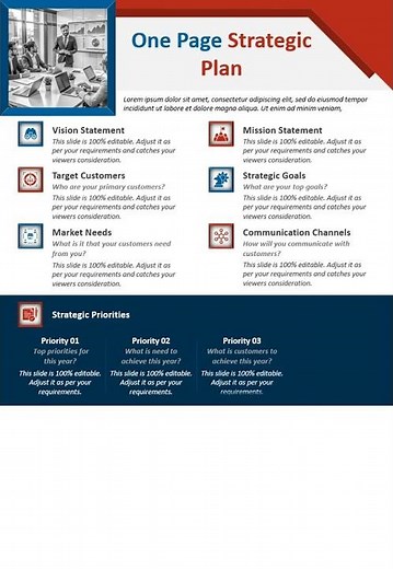 One Page Strategic Plan PowerPoint Presentation | Kridha Graphics